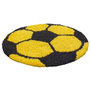 Kindervloerkleed Shaggy Voetbal polypropeen - geel - 100 x 100 cm - Geel - 100 x 100 cm