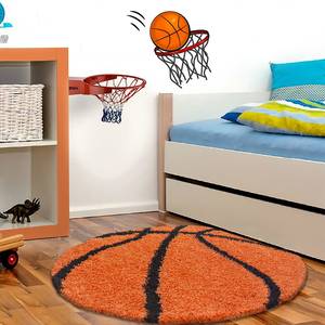 Kindervloerkleed Shaggy Basketbal polypropeen - oranje - 100 x 100 cm - 100 x 100 cm