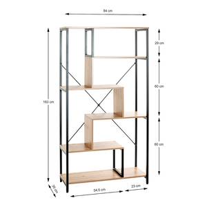 Étagère Blandy MDF / Acier - Imitation chêne sauvage - 84 x 163 cm