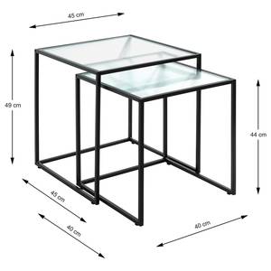 Set di 2 tavolini Farr Acciaio / Vetro infrangibile - Nero