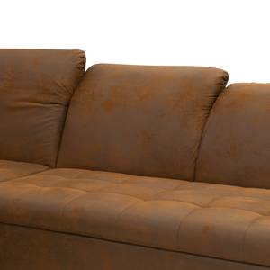 Ecksofa Charlo Antiklederlook - Microfaser Medea: Braun - Longchair davorstehend links - Mit Schlaffunktion