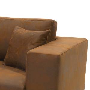 Ecksofa Samar Antiklederlook - Microfaser Medea: Braun - Longchair davorstehend links