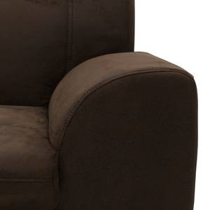 Divano con chaise longue Lefroy Effetto pelle anticata - Microfibra Medea: marrone scuro - Longchair preimpostata a sinistra - Senza funzione letto