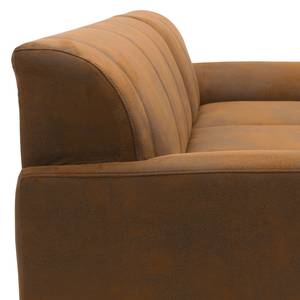 Divano con chaise longue Lefroy Effetto pelle anticata - Microfibra Medea: marrone - Longchair preimpostata a destra - Senza funzione letto