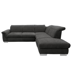 Ecksofa Sunny Corner Webstoff - Webstoff Floricia: Anthrazit - Ottomane davorstehend rechts - Ohne Schlaffunktion