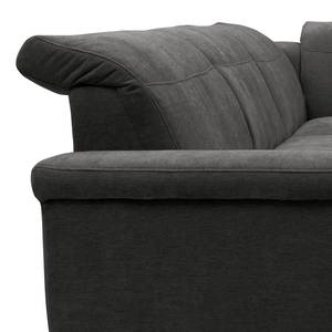 Ecksofa Sunny Corner Webstoff - Webstoff Floricia: Anthrazit - Ottomane davorstehend rechts - Ohne Schlaffunktion