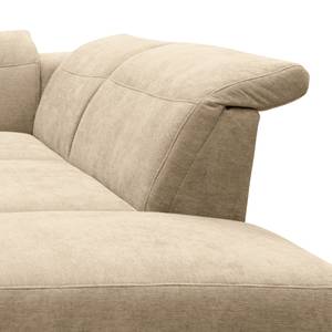 Ecksofa Sunny Corner Webstoff - Webstoff Floricia: Sand - Ottomane davorstehend rechts - Mit Schlaffunktion