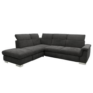 Ecksofa Sunny Corner Webstoff - Webstoff Floricia: Anthrazit - Ottomane davorstehend links - Ohne Schlaffunktion