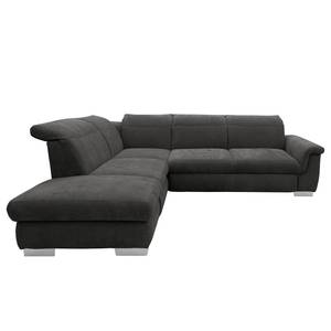 Ecksofa Sunny Corner Webstoff - Webstoff Floricia: Anthrazit - Ottomane davorstehend links - Ohne Schlaffunktion