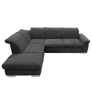 Ecksofa Sunny Corner Webstoff - Webstoff Floricia: Anthrazit - Ottomane davorstehend links - Ohne Schlaffunktion