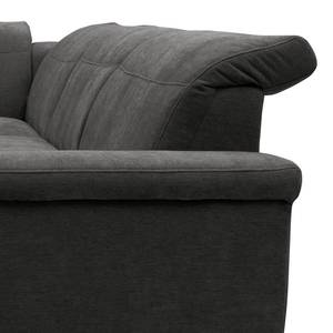 Ecksofa Sunny Corner Webstoff - Webstoff Floricia: Anthrazit - Ottomane davorstehend links - Ohne Schlaffunktion