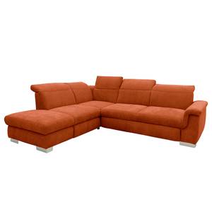 Ecksofa Sunny Corner Webstoff - Webstoff Floricia: Rost - Ottomane davorstehend links - Ohne Schlaffunktion