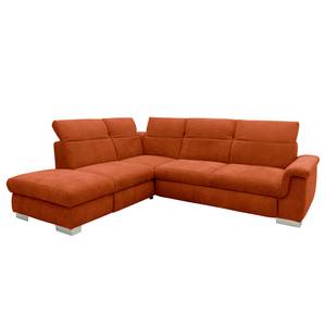 Ecksofa Sunny Corner Webstoff - Webstoff Floricia: Rost - Ottomane davorstehend links - Ohne Schlaffunktion