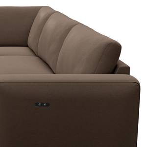 Ecksofa KEDRO Webstoff - Webstoff Belana: Taupe - Ottomane davorstehend links