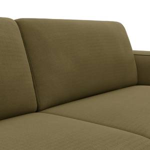 Canapé d’angle KEDRO Tissu - Tissu Belana: Vert mousse - Méridienne longue à droite (vue de face)