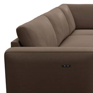 Ecksofa KEDRO Webstoff - Webstoff Belana: Taupe - Ottomane davorstehend rechts