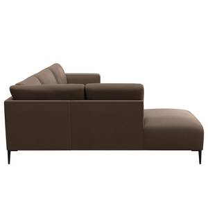 Ecksofa KEDRO mit Ottomane Webstoff - Webstoff Belana: Taupe - Ottomane davorstehend links