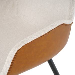 Chaises à accoudoirs Cherka - Lot de 2 Tissu / Imitation cuir - Blanc / Marron