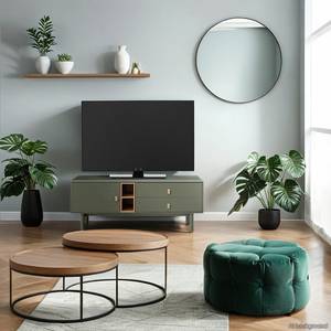 Meuble TV LINDALE 140 cm Vert olive