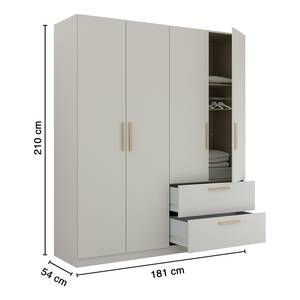 Armoire à portes battantes Skandi B Gris soie - Largeur : 180 cm - Sans portes miroir