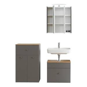 Salle de bain Quickset 937 - 3 éléments Bois manufacturé - Gris - Éclairage inclus