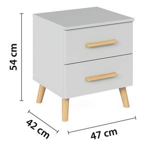 Nachtkastje Scandi Zijdegrijs - Hoogte: 54 cm