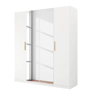 Armoire à portes battantes Skandi A Blanc alpin - Largeur : 180 cm - Avec portes miroir