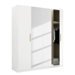 Armoire à portes battantes Skandi A Blanc alpin - Largeur : 180 cm - Avec portes miroir