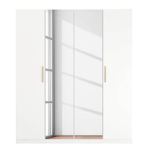 Armoire à portes battantes Skandi A Blanc alpin - Largeur : 180 cm - Avec portes miroir