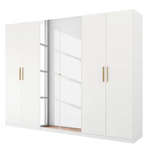 Armoire à portes battantes Skandi A Blanc alpin - Largeur : 270 cm - Avec portes miroir