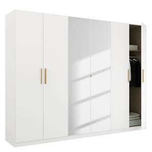 Armoire à portes battantes Skandi A Blanc alpin - Largeur : 270 cm - Avec portes miroir