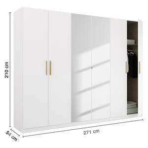 Armoire à portes battantes Skandi A Blanc alpin - Largeur : 270 cm - Avec portes miroir