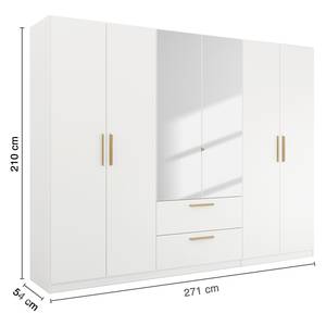 Armoire à portes battantes Skandi B Blanc alpin - Largeur : 270 cm - Avec portes miroir