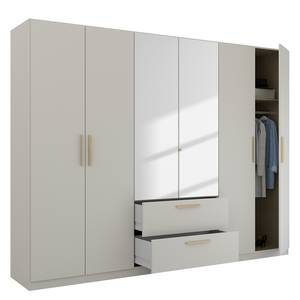 Armoire à portes battantes Skandi B Gris soie - Largeur : 270 cm - Avec portes miroir