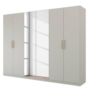 Armoire à portes battantes Skandi A Gris soie - Largeur : 270 cm - Avec portes miroir