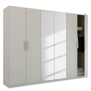 Armoire à portes battantes Skandi A Gris soie - Largeur : 270 cm - Avec portes miroir