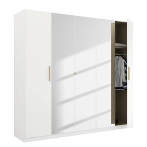 Armoire à portes battantes Skandi A Blanc alpin - Largeur : 226 cm - Avec portes miroir