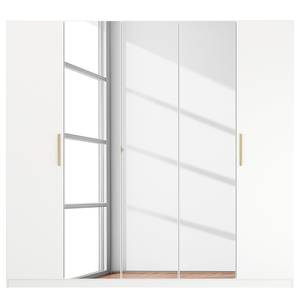 Armoire à portes battantes Skandi A Blanc alpin - Largeur : 226 cm - Avec portes miroir