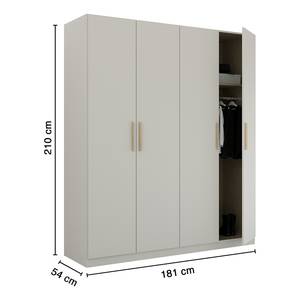 Armoire à portes battantes Skandi A Gris soie - Largeur : 180 cm - Sans portes miroir