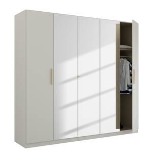 Armoire à portes battantes Skandi A Gris soie - Largeur : 226 cm - Avec portes miroir