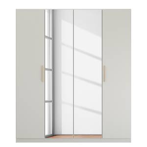 Armoire à portes battantes Skandi A Gris soie - Largeur : 180 cm - Avec portes miroir