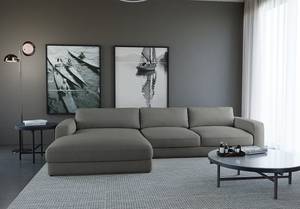 Ecksofa PINAR Cordstoff Maiva: Dunkelgrau - Longchair davorstehend links