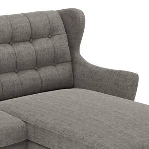 Ecksofa Zarza Webstoff - Webstoff Levia: Dunkelgrau - Longchair davorstehend rechts