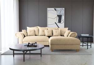 Ecksofa Purias Flachgewebe - Webstoff Caya: Beige - Longchair davorstehend rechts