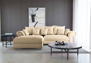 Ecksofa Purias Flachgewebe - Webstoff Caya: Beige - Longchair davorstehend links