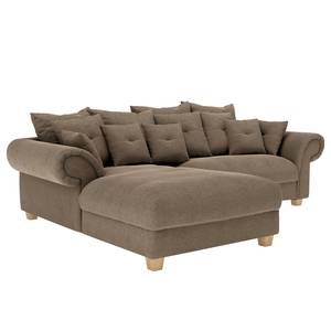 Ecksofa Purias Flachgewebe - Webstoff Caya: Braun - Longchair davorstehend links