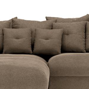 Ecksofa Purias Flachgewebe - Webstoff Caya: Braun - Longchair davorstehend links