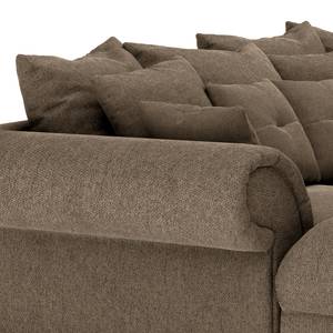 Ecksofa Purias Flachgewebe - Webstoff Caya: Braun - Longchair davorstehend links