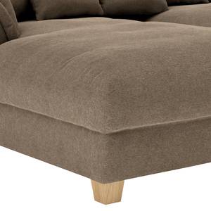 Ecksofa Purias Flachgewebe - Webstoff Caya: Braun - Longchair davorstehend links