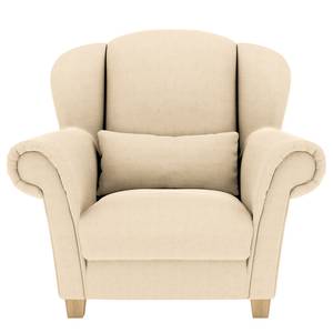 Ohrensessel Purias Flachgewebe - Webstoff Caya: Beige - Mit Hocker